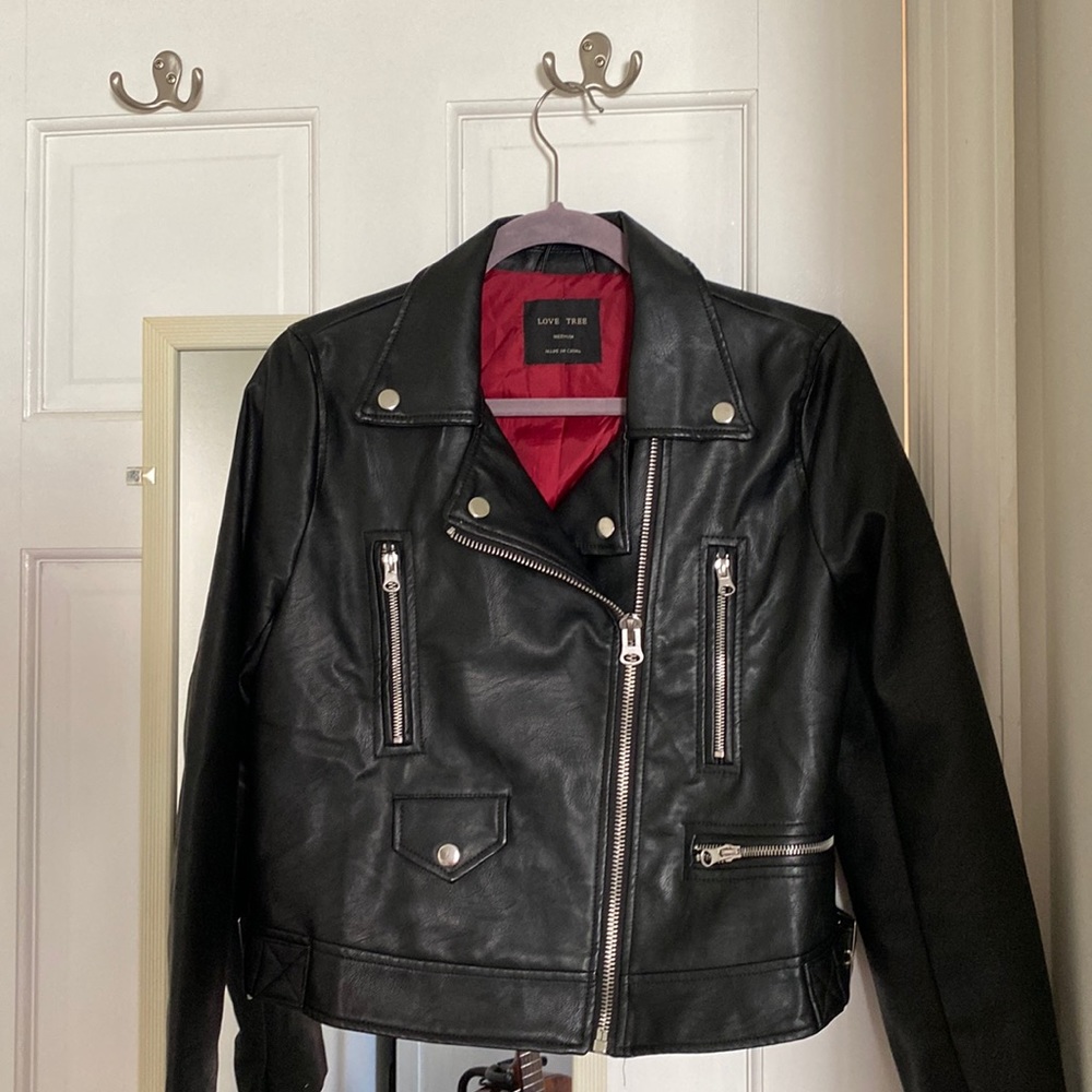 Love Tree (faux) Leather Jacket with silver detailing